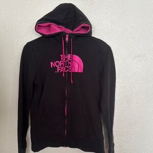 The North Face Black Hoodie with Pink Accents
